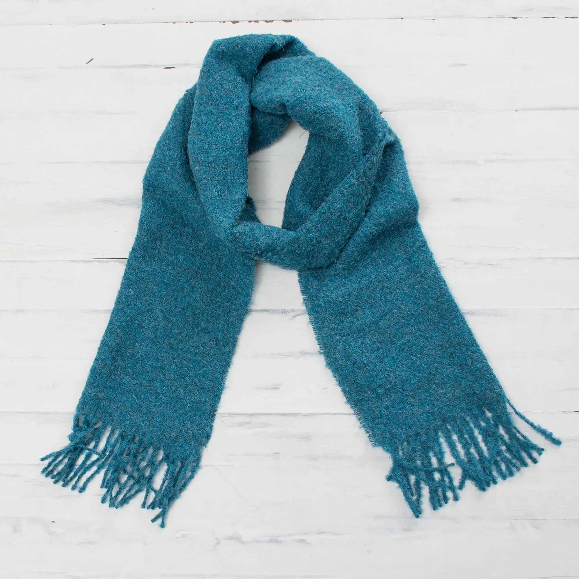 100% Alpaca Wrap Scarf in Solid Teal from Peru - Andean Delight in Teal | NOVICA