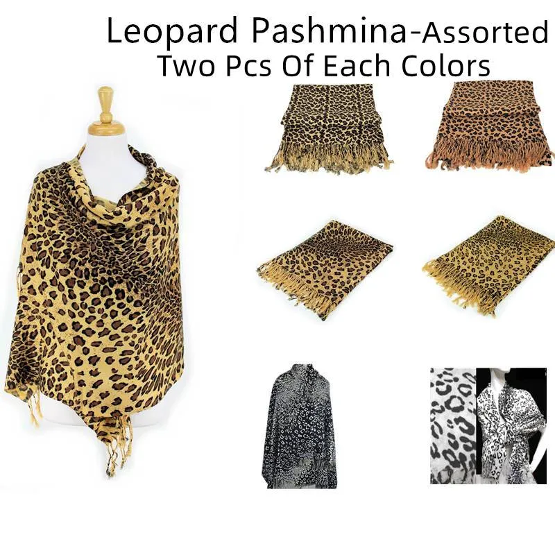 12-pack Leopard Print Pashmina Scarf Shawls LP