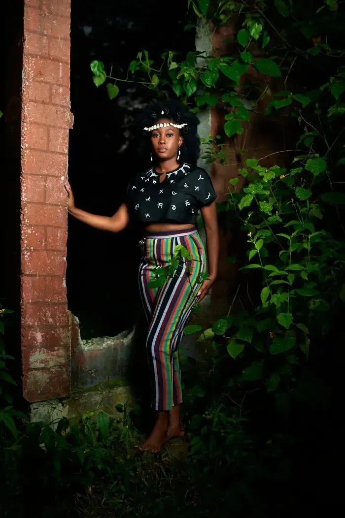 Afro Panther Fangs - Crop Top and Skirt/Pant Set