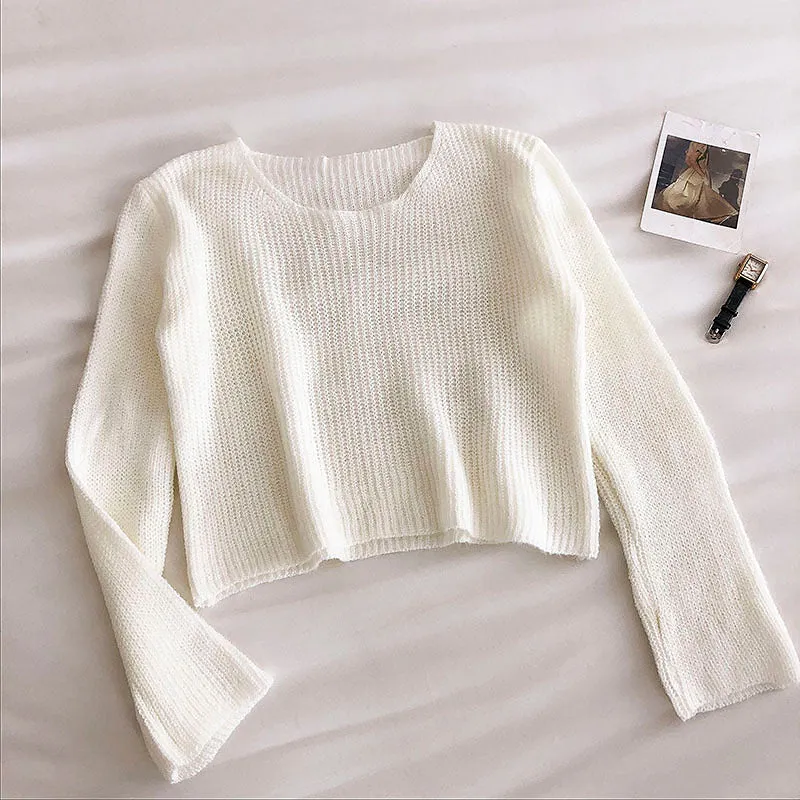 Age reducing candy color sweater casual slim long sleeve bottomed top  6490