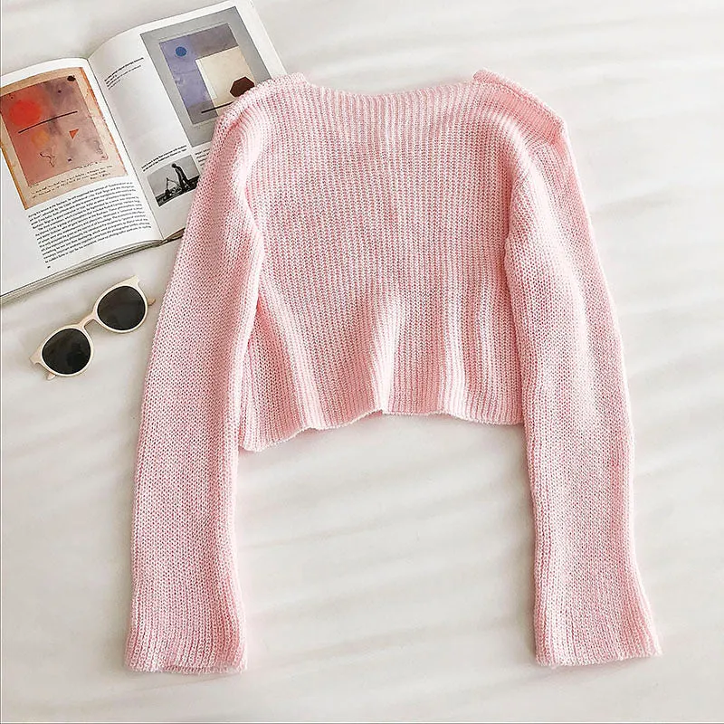 Age reducing candy color sweater casual slim long sleeve bottomed top  6490