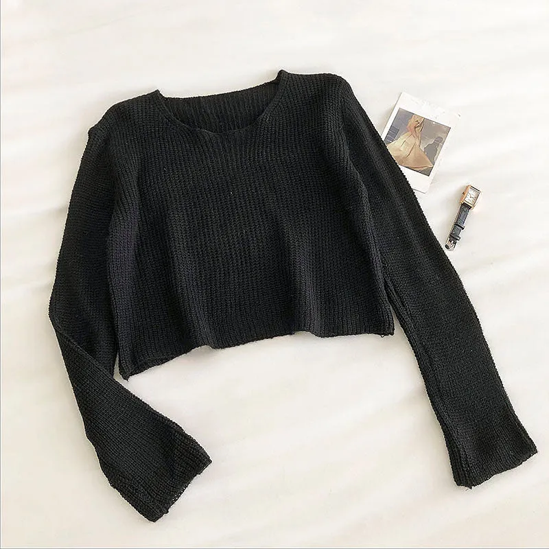 Age reducing candy color sweater casual slim long sleeve bottomed top  6490