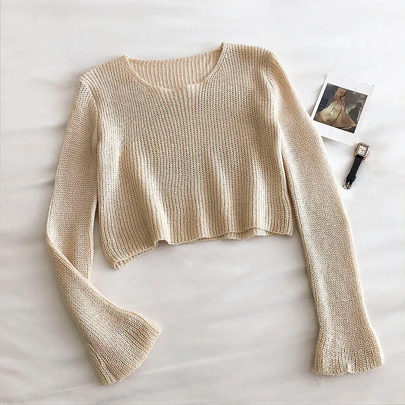 Age reducing candy color sweater casual slim long sleeve bottomed top  6490