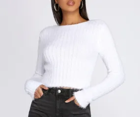 All The Fuzz Cropped Pullover Sweater