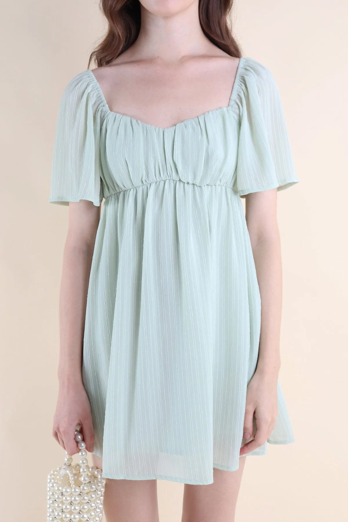 ALLIE SLEEVED BABYDOLL DRESS IN SAGE