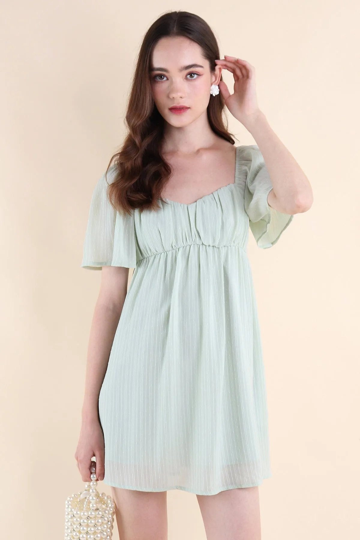 ALLIE SLEEVED BABYDOLL DRESS IN SAGE