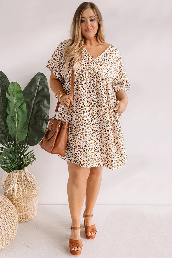 Alps And Kisses Leopard Babydoll Dress In Ivory Curves