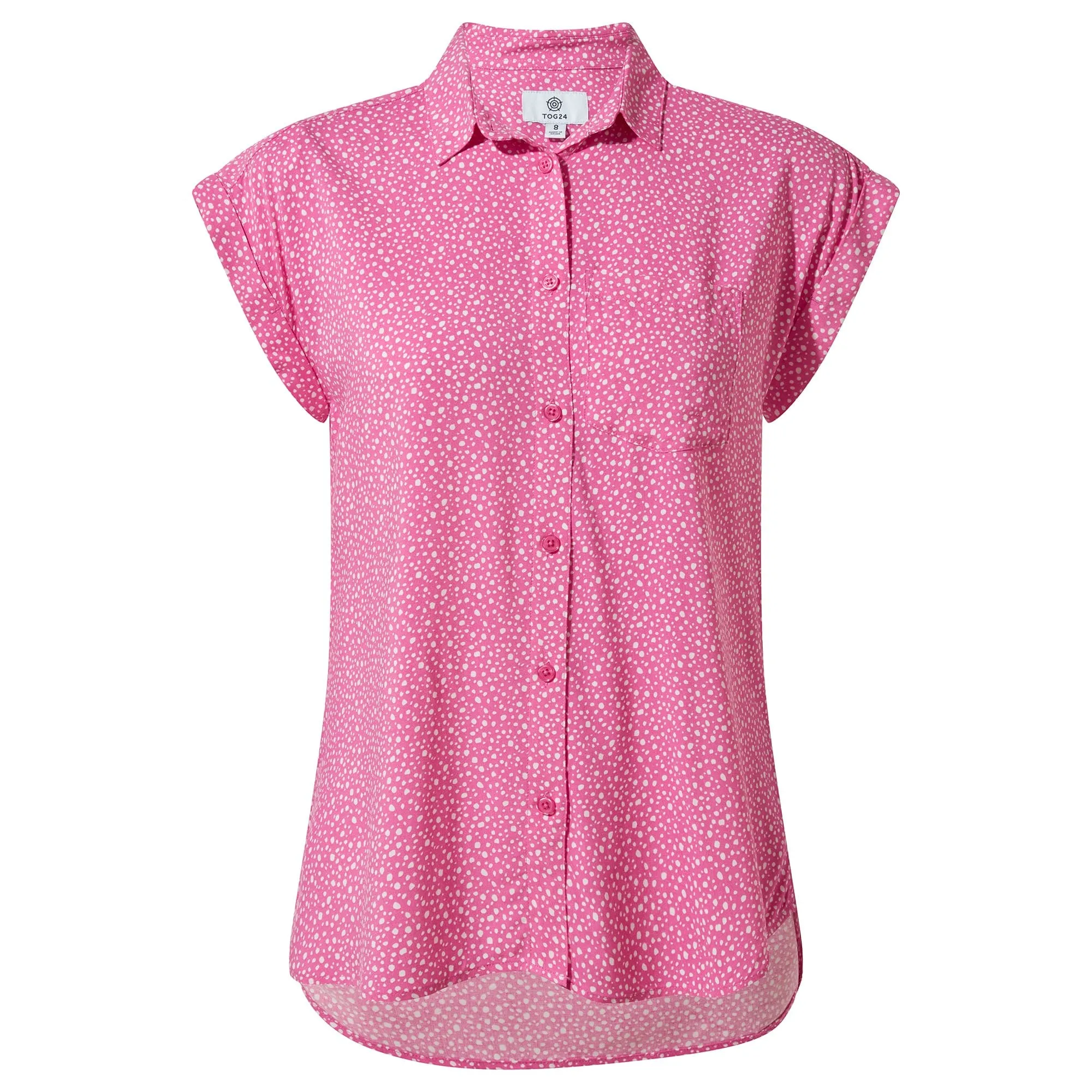 Alston Womens Shoer Short Sleeve Shirt - Bubblegum Pink Pebble Print