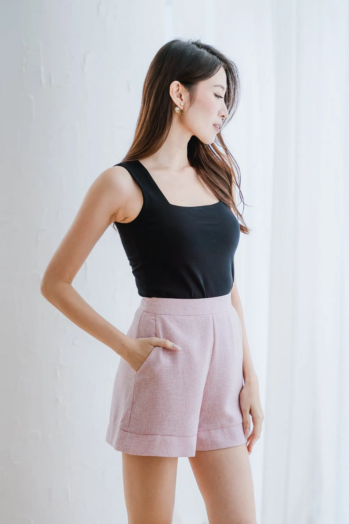 Analisse Tweed Highwaist Shorts - Pink