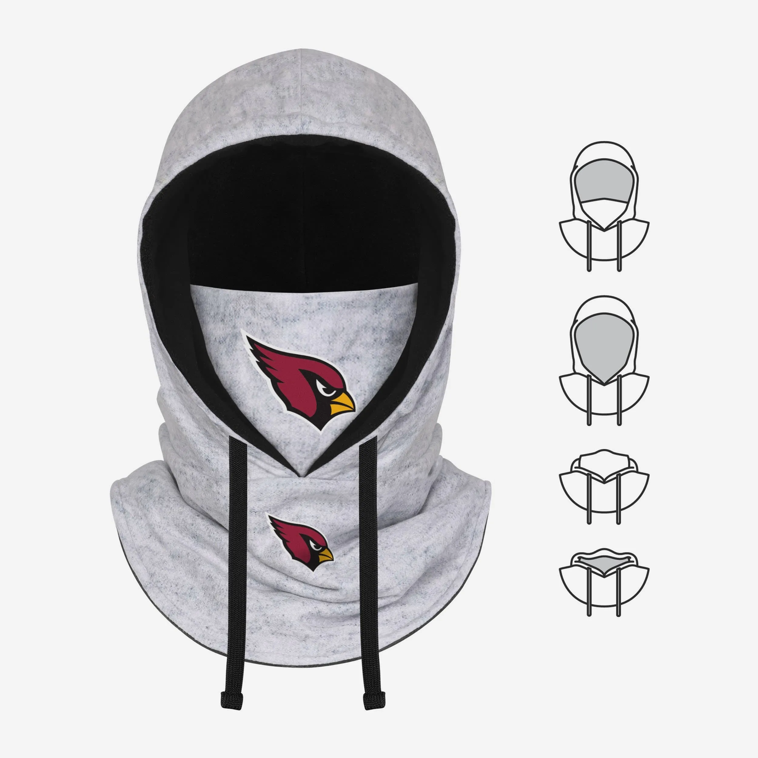 Arizona Cardinals Heather Gray Drawstring Hooded Gaiter Scarf