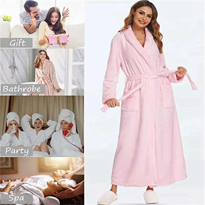 Autumn and Winter Nightgown Couples Thickened Flannel Pyjamas Warm Bathrobe