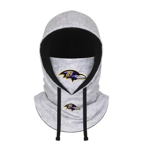 Baltimore Ravens NFL Heather Gray Drawstring Hooded Gaiter Scarf