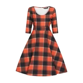 Betty Dress - Navy Orange Tartan