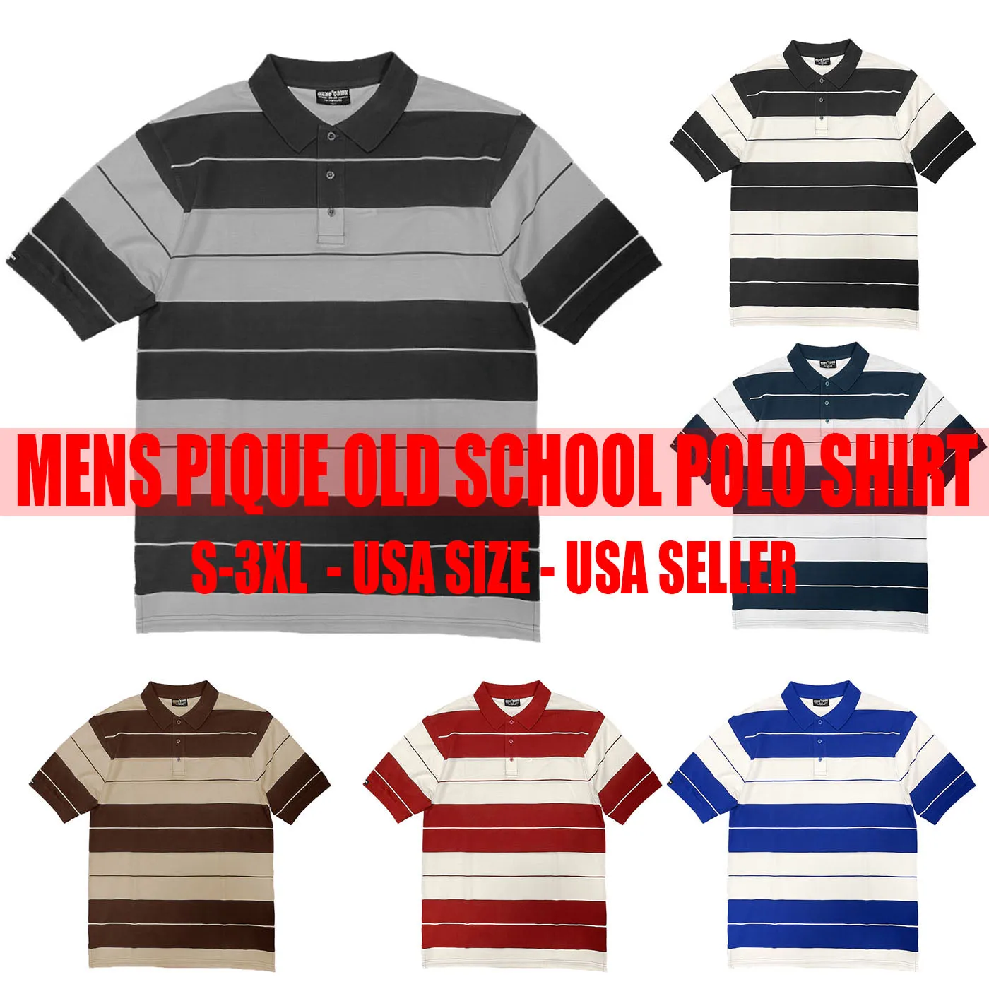 Black & White Old School Pique Polo Shirt