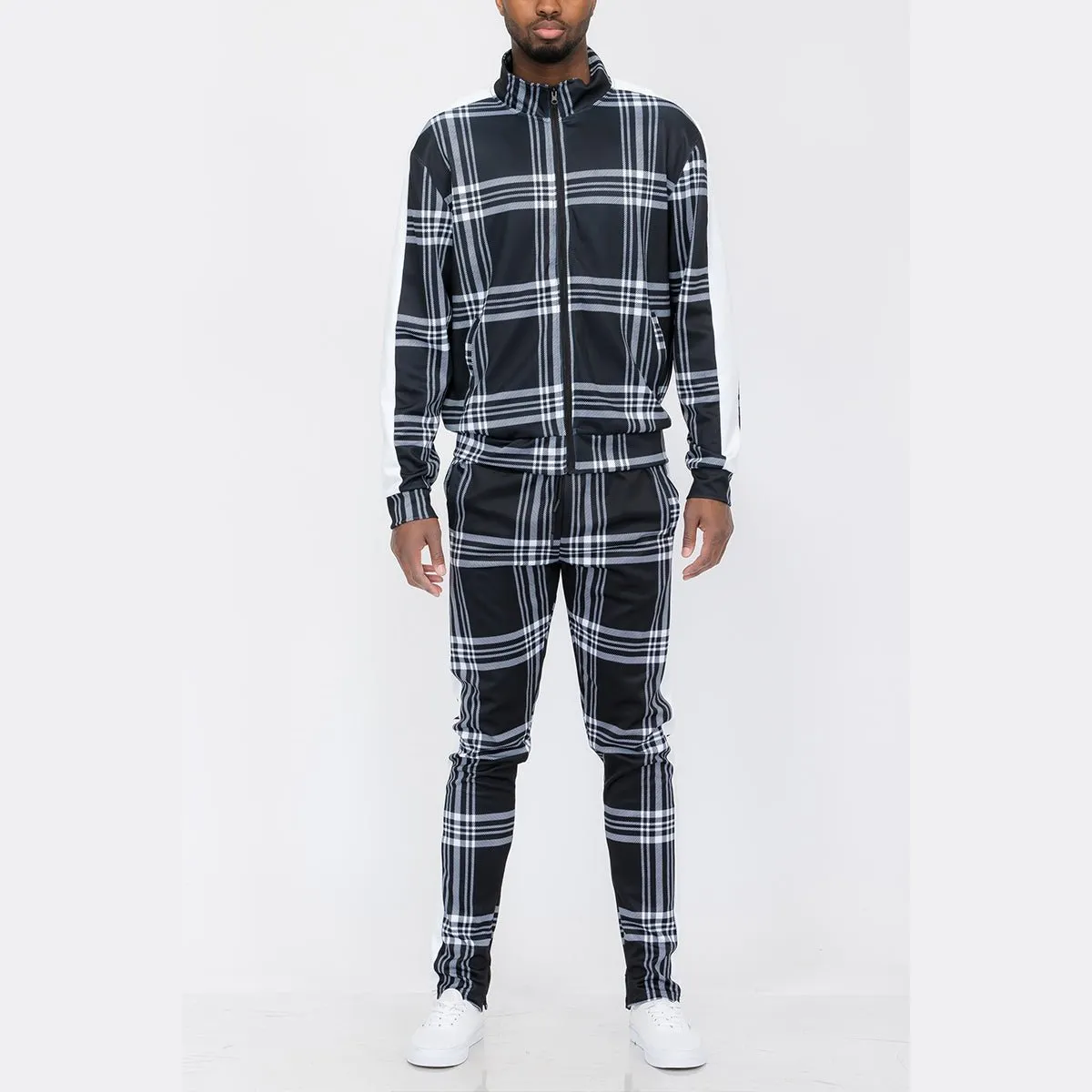 Black & White Plaid Track Set