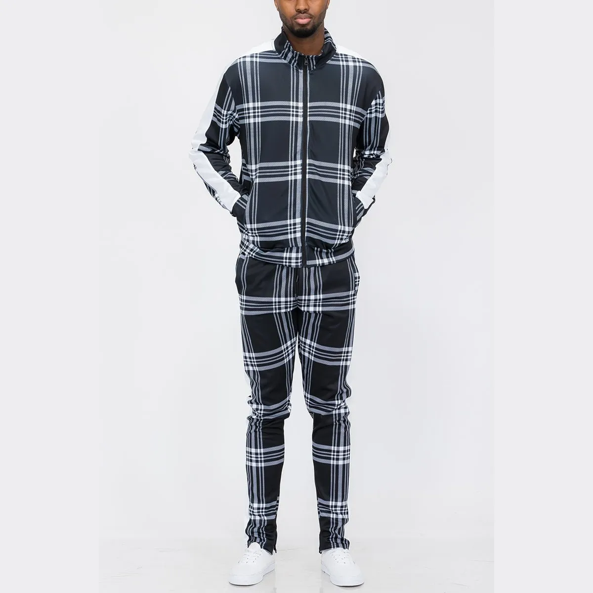 Black & White Plaid Track Set