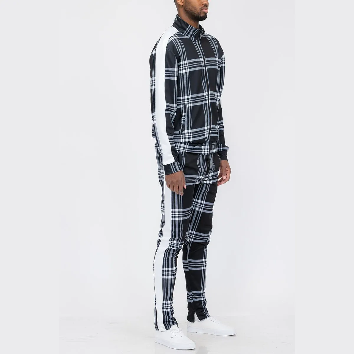 Black & White Plaid Track Set