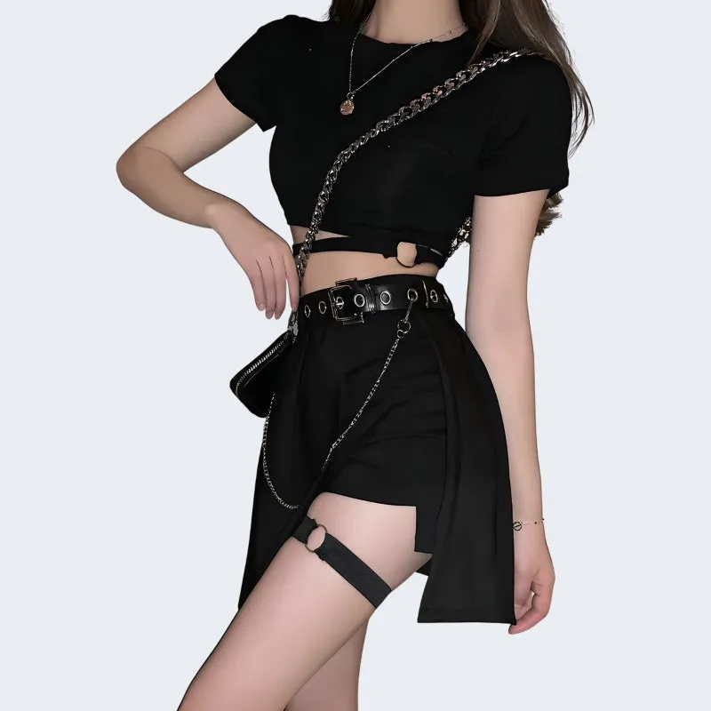 Black Mini Skirt With Belt