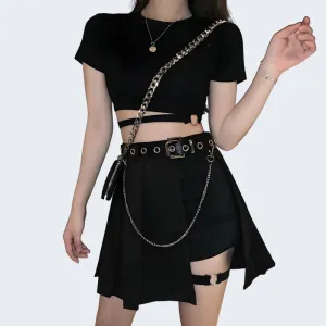 Black Mini Skirt With Belt