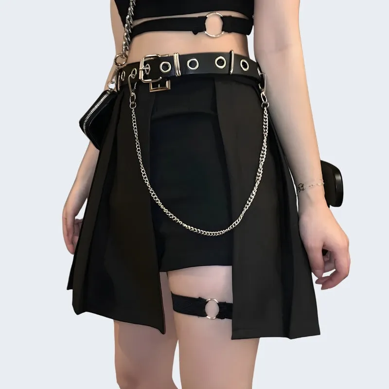 Black Mini Skirt With Belt