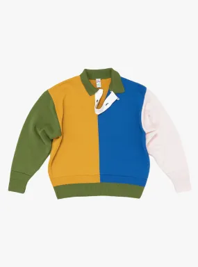 Block Polo Sweater Amber & Blue