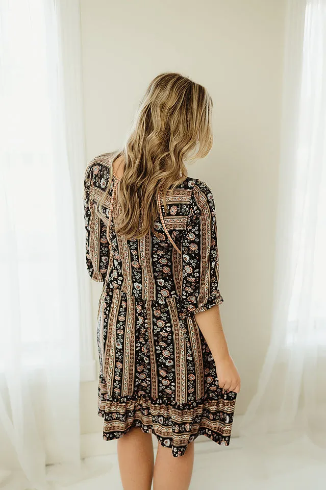 Bohemian Bubble Sleeve Midi