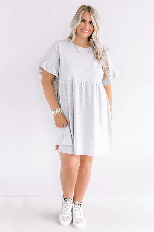 Brunch Bound Babydoll Dress In Grey Curves