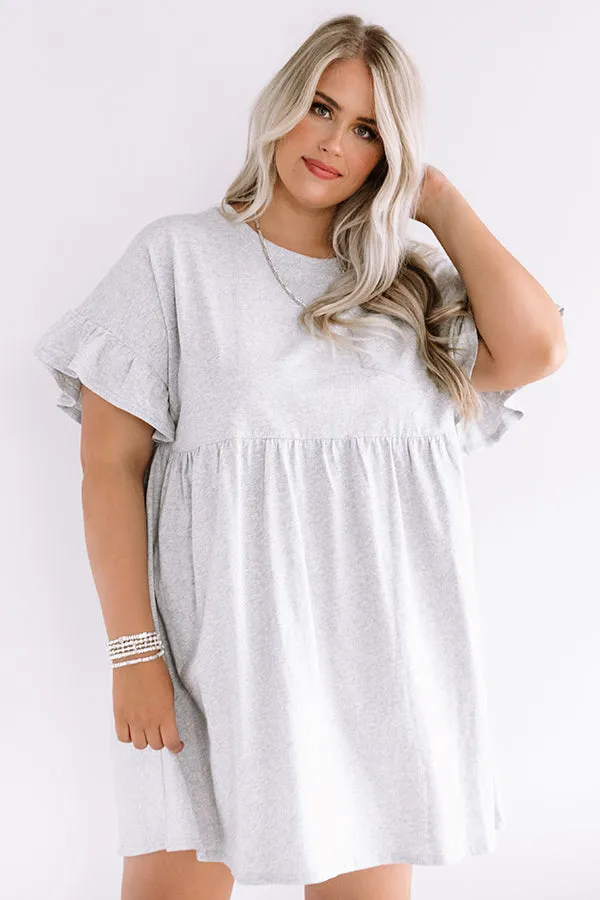 Brunch Bound Babydoll Dress In Grey Curves