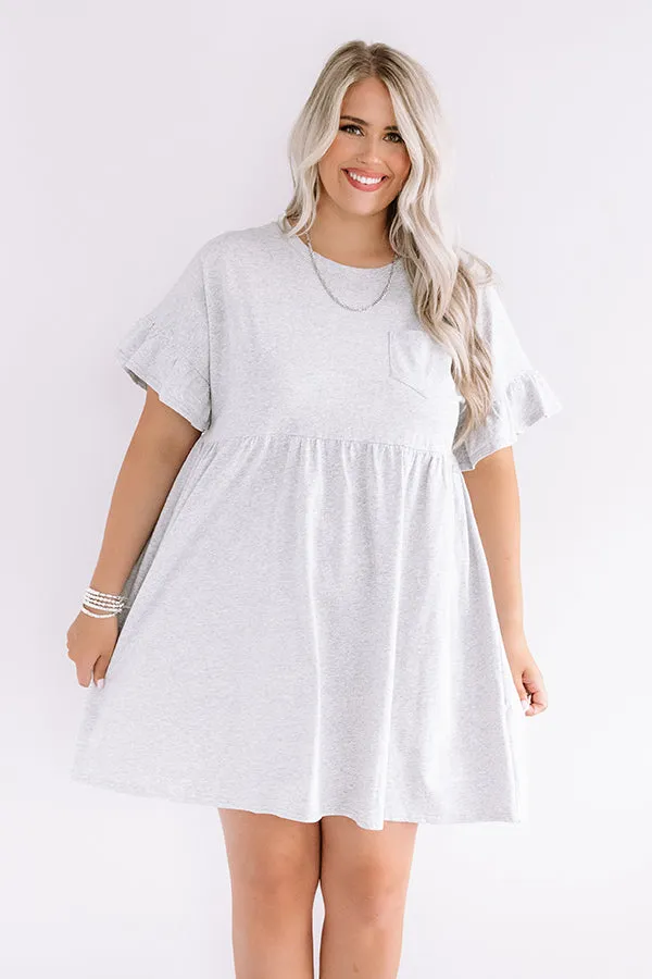 Brunch Bound Babydoll Dress In Grey Curves