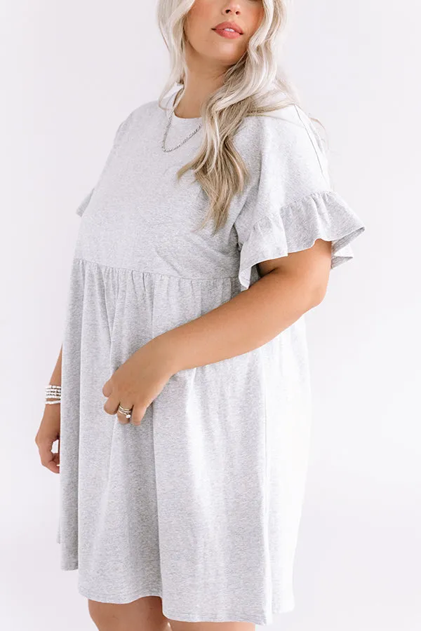 Brunch Bound Babydoll Dress In Grey Curves