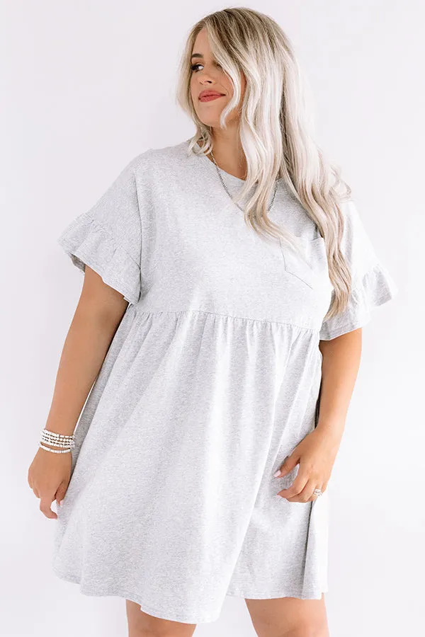 Brunch Bound Babydoll Dress In Grey Curves