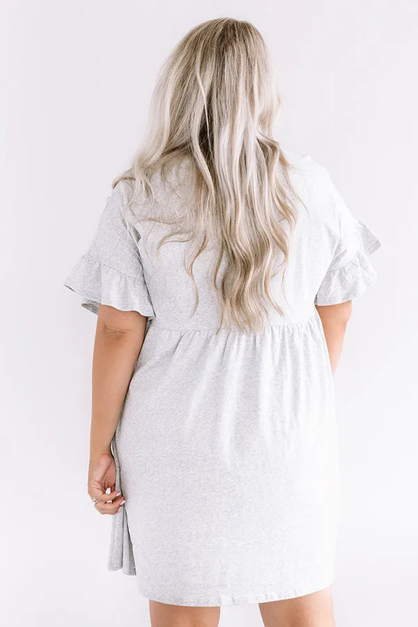 Brunch Bound Babydoll Dress In Grey Curves