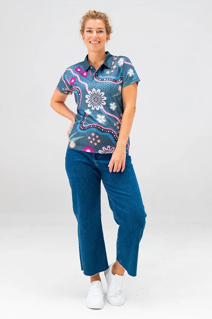 Bush Tucker Gathering Women's Fitted Polo Shirt