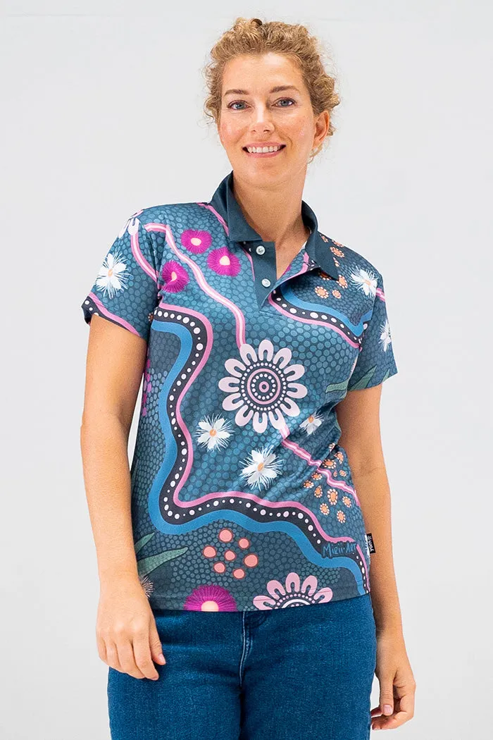 Bush Tucker Gathering Women's Fitted Polo Shirt