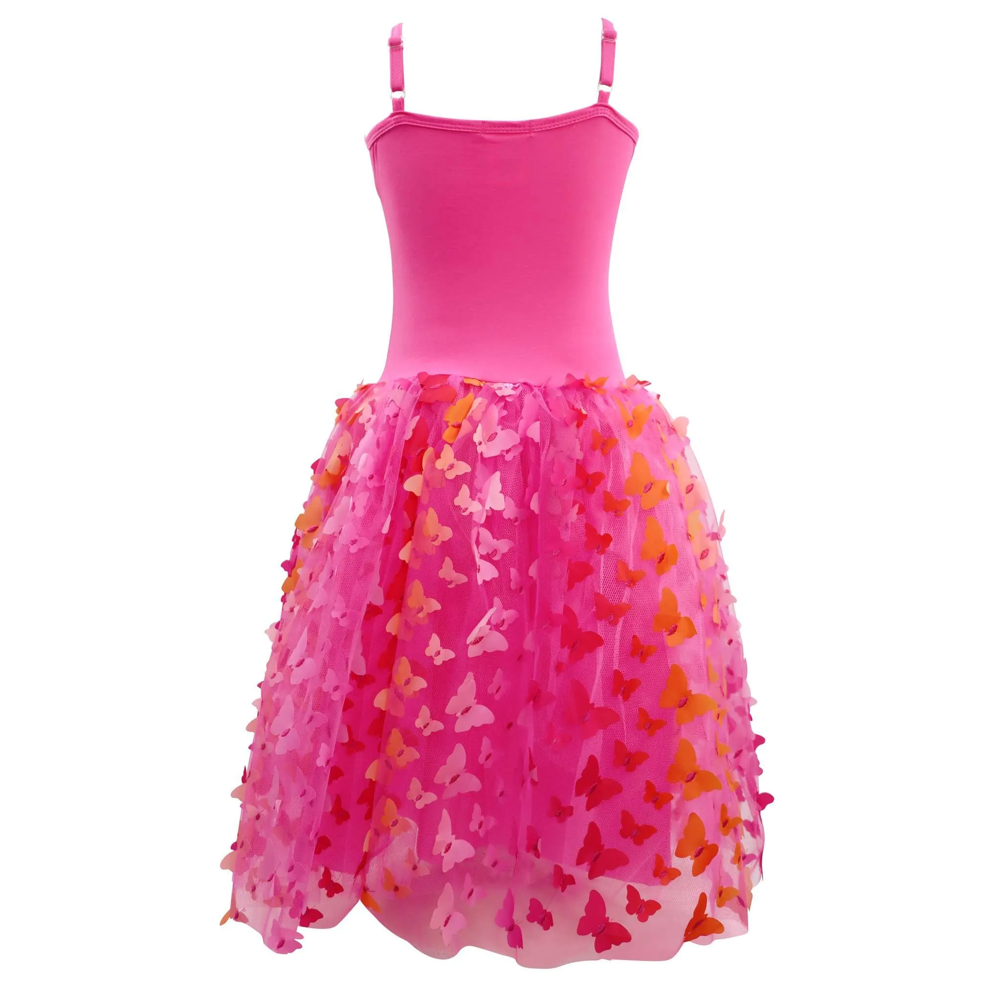 Butterfly Hot Pink & Gold Multi-layered Dress