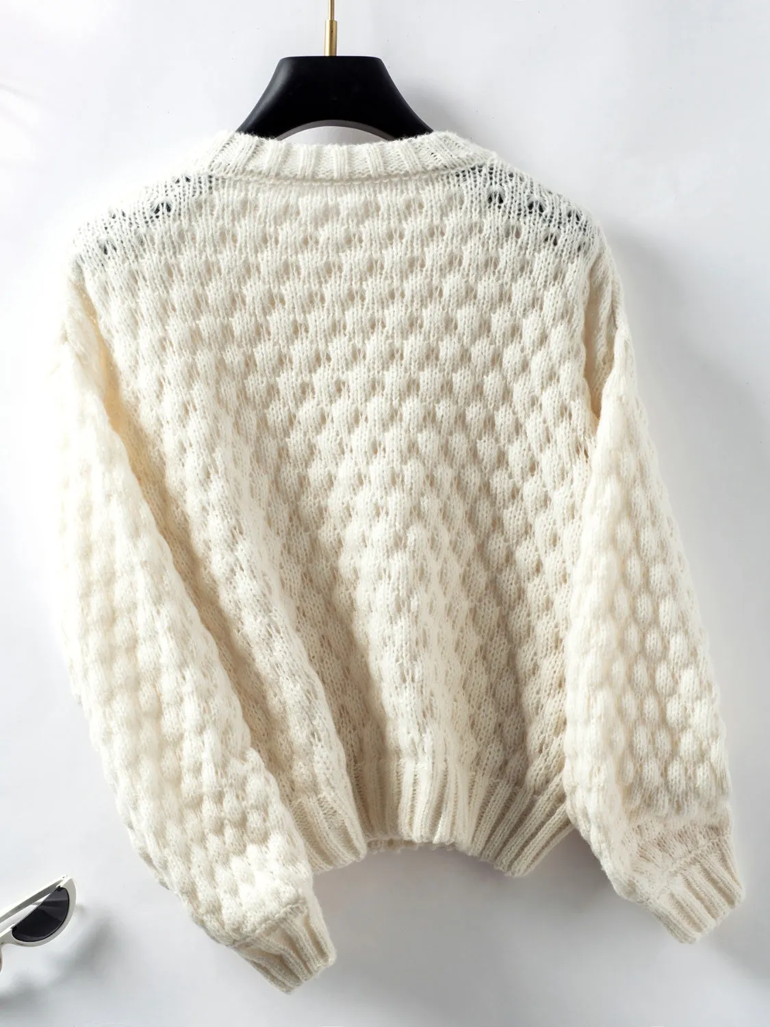 Cable-Knit Round Neck Long Sleeve Sweater | Sweater Weather | Cozy Fashion