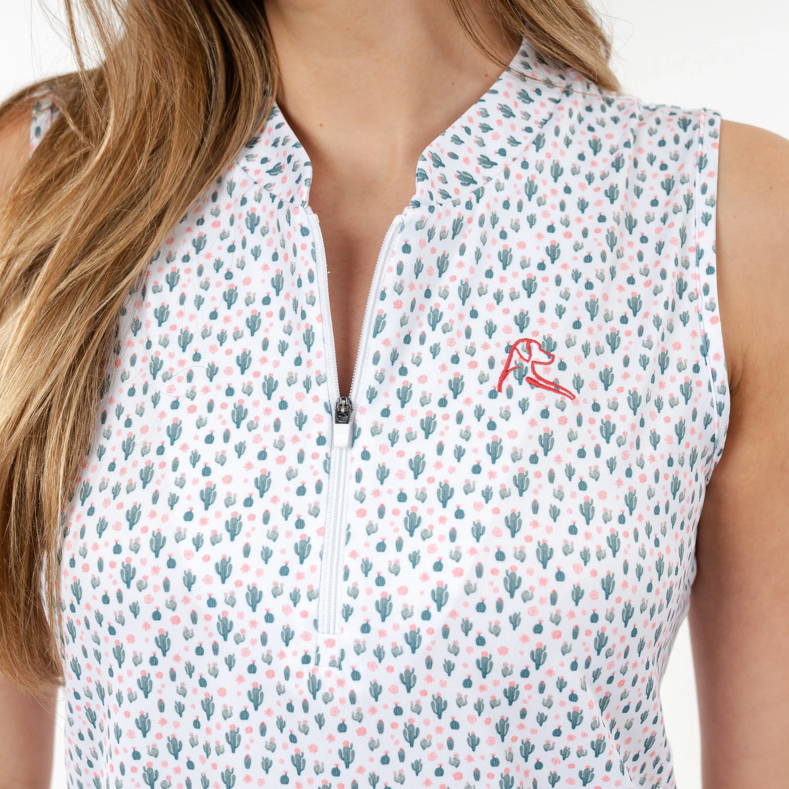 Cactus Floral Sleeveless Zip | The Cactus Floral - White