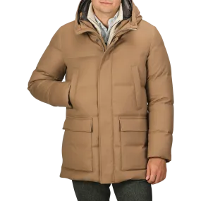 Camel Beige VBC Wool Flannel Padded Parka