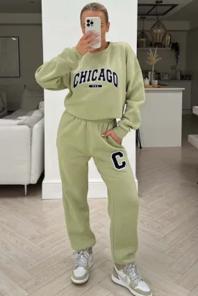 Chicago sage embroidered sweater loungewear set