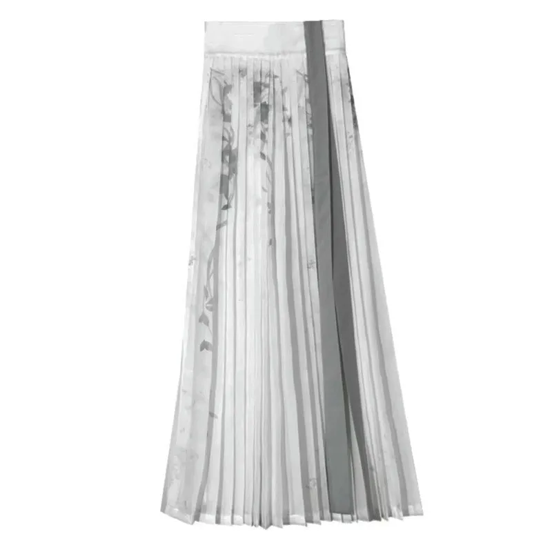 Chinese Style Han Element Printed Pleated Skirt for Women Multiple Styles Available- Clearance Special