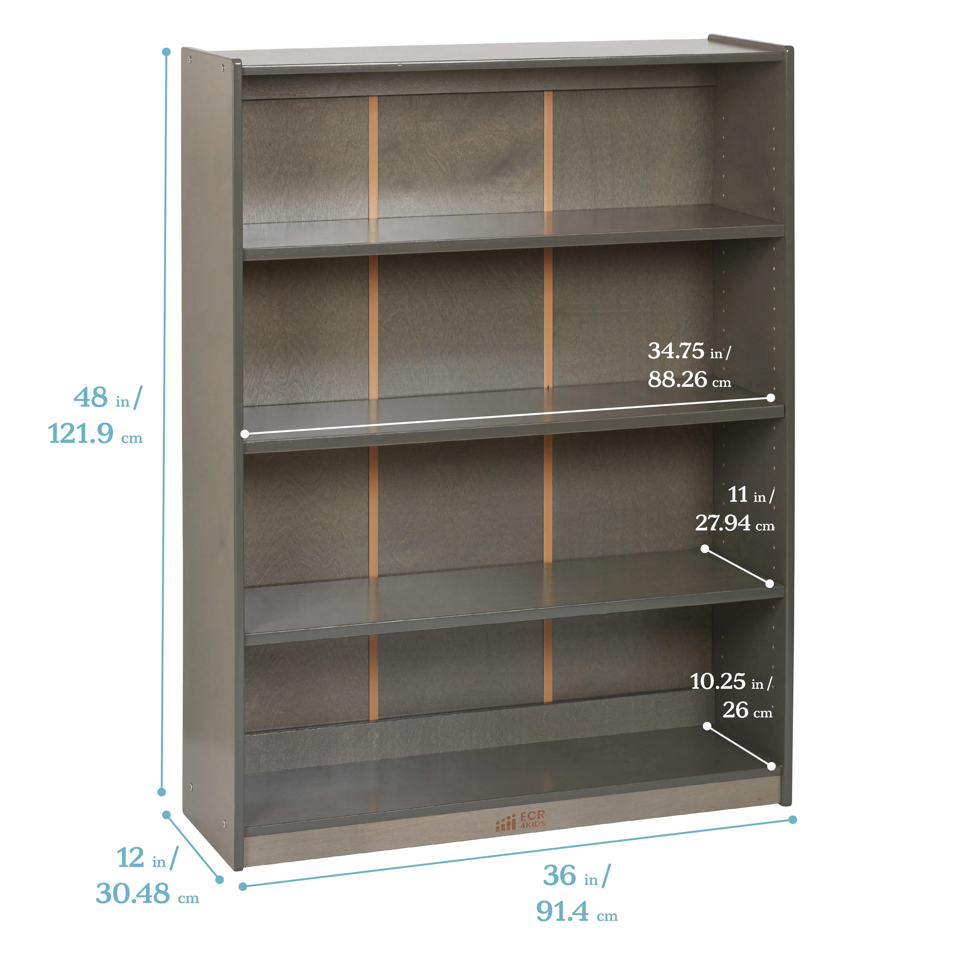 Classic Bookcase, Adjustable Shelves, 48in H