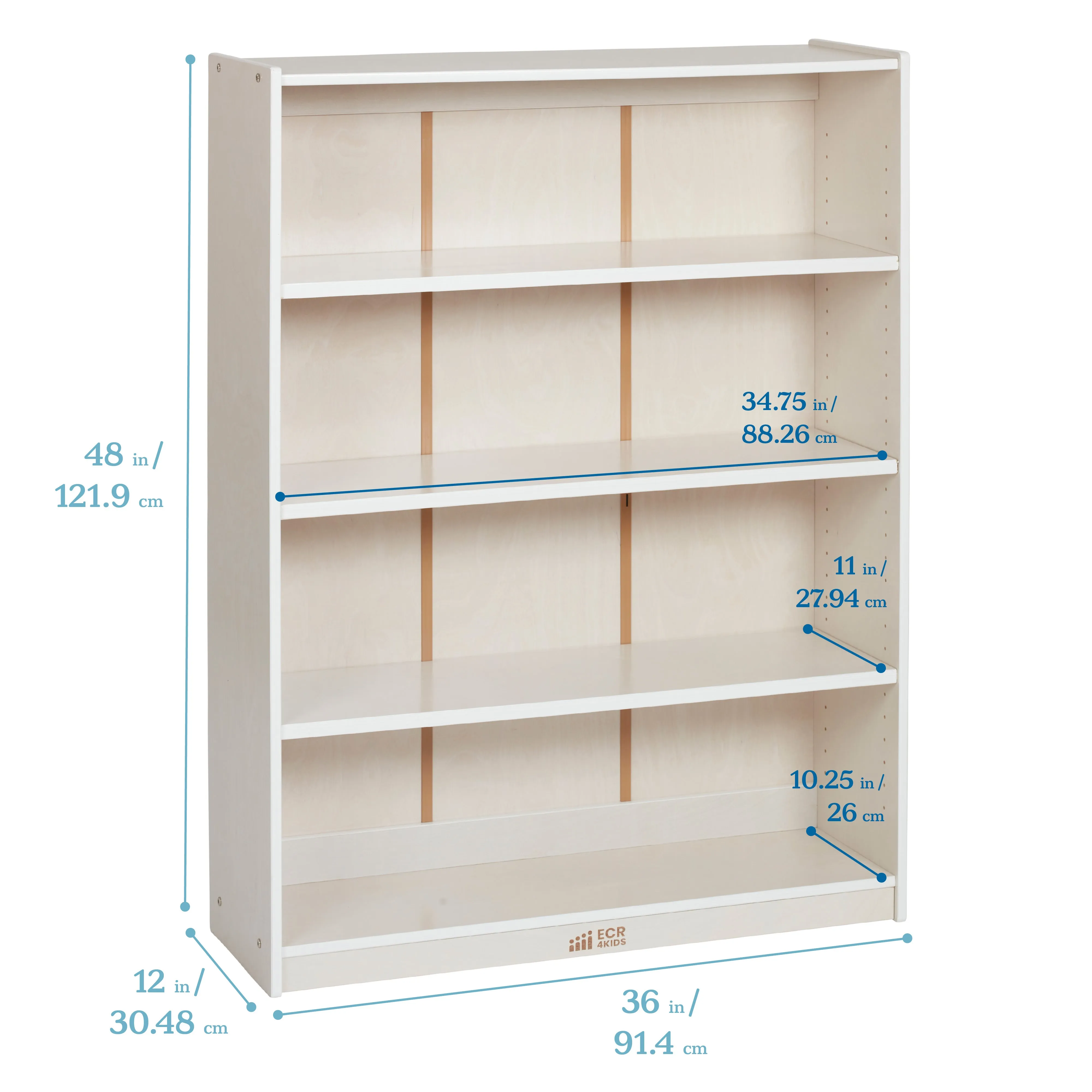 Classic Bookcase, Adjustable Shelves, 48in H