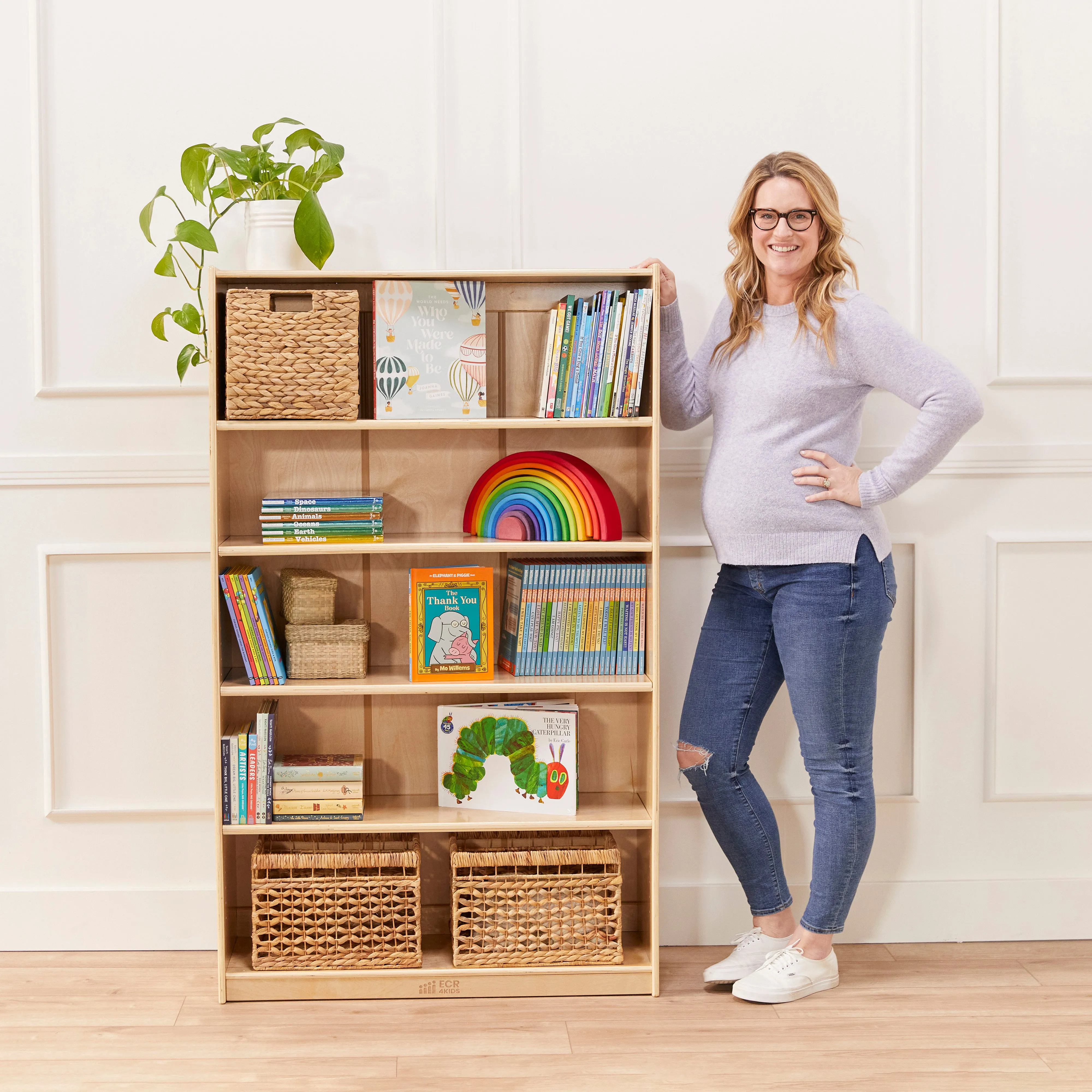 Classic Bookcase, Adjustable Shelves, 60in H