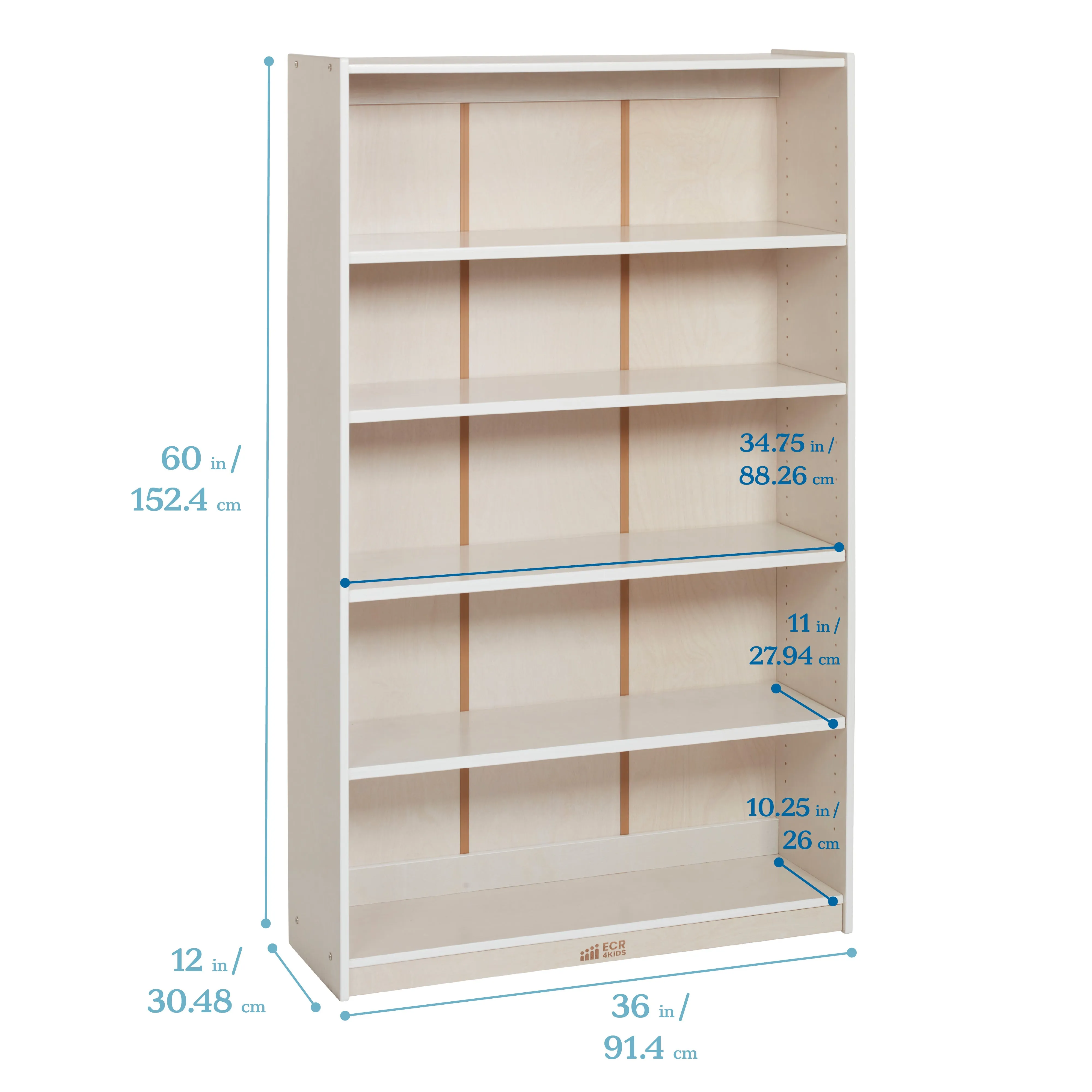 Classic Bookcase, Adjustable Shelves, 60in H