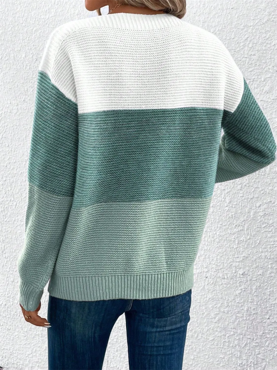 Color Block Drop Shoulder Long Sleeve Sweater | Winter Sweater