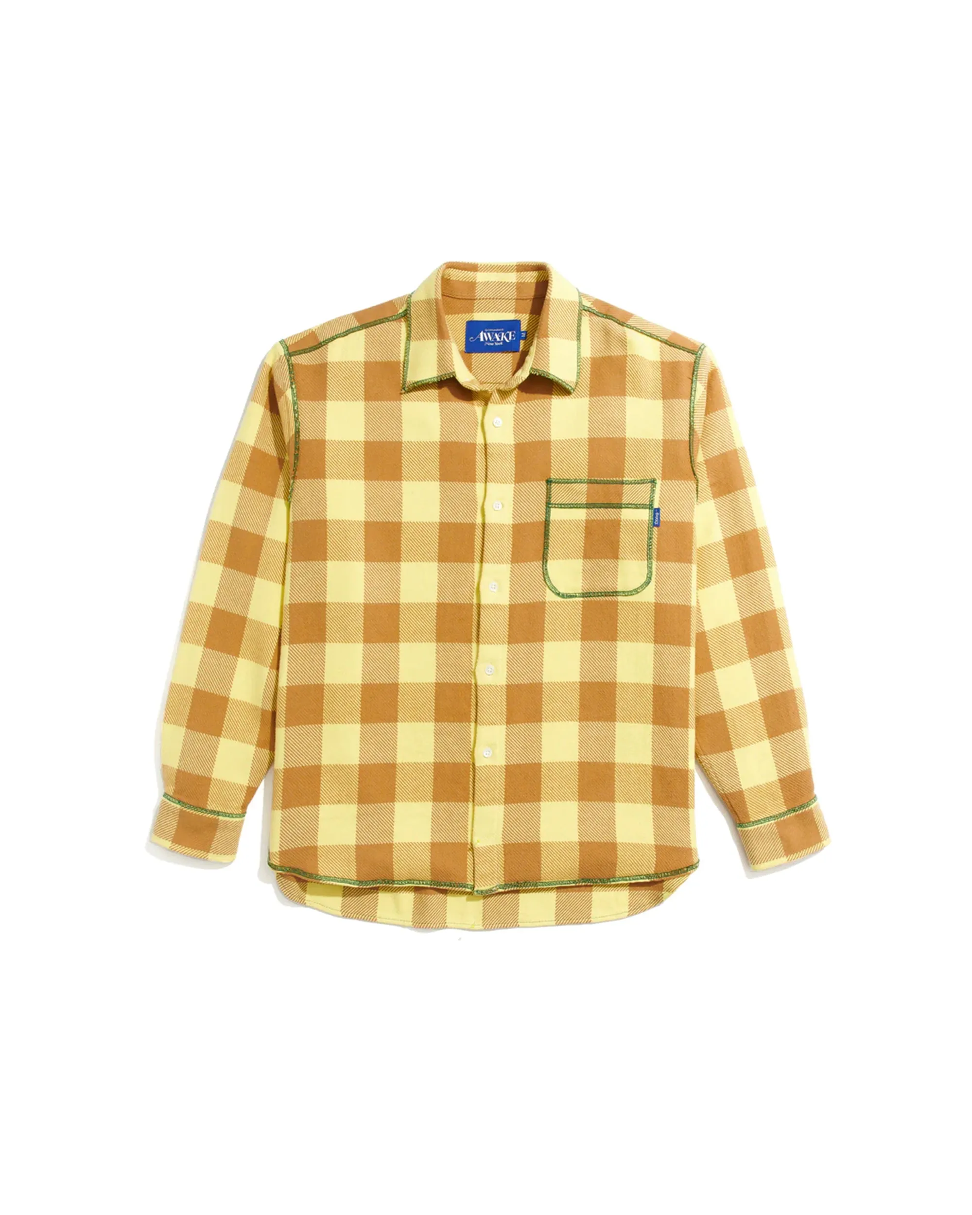 Contrast Stitch Flannel - Yellow / Brown