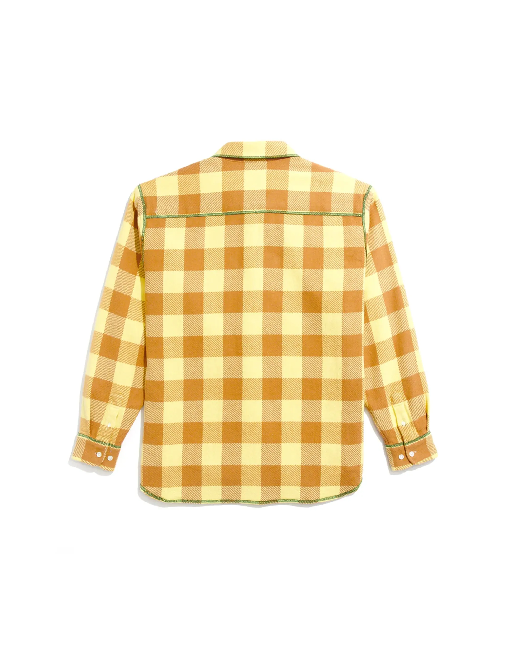 Contrast Stitch Flannel - Yellow / Brown