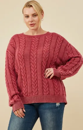 Curvy Washed Cable Sweater