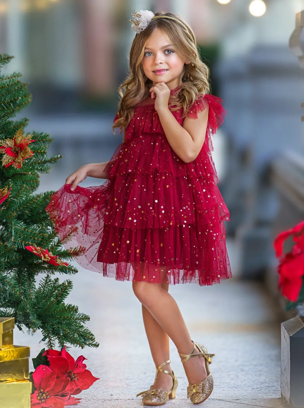 Dancing Star Sequin Tiered Tulle Dress