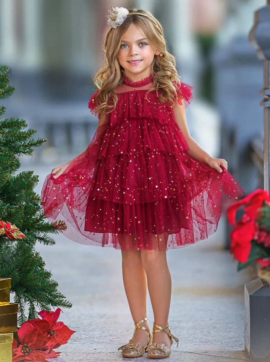 Dancing Star Sequin Tiered Tulle Dress